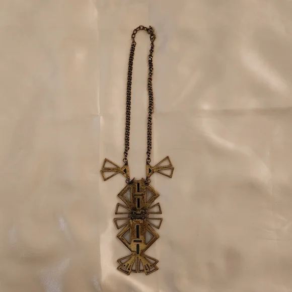 BaubleBar Iridescent Green and Blue Geometric Pendant Necklace - Picture 7 of 7